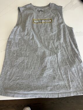 Harley-Davidson Gray Muscle Tank with Yellow Logo Patch